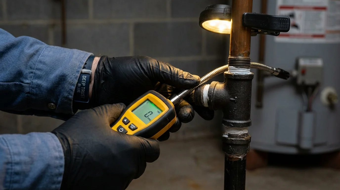 Gas leak detection with electronic sniffer by Johns Plumbing LLC in Townshend